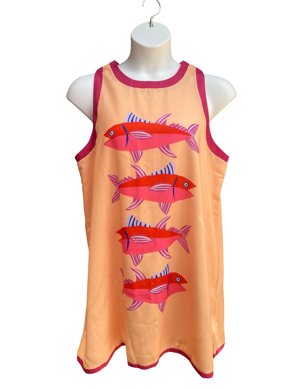 Nice To Meet You New Sleeveless Orange Fish Print Viral Dress Womens Size 2XL